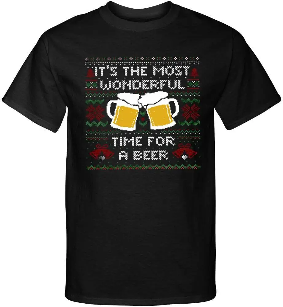 Its The Most Wonderful Time for A Beer Ugly Sweater Christmas T Shirt Tees High Quality 100%Cotton Short Sleeve