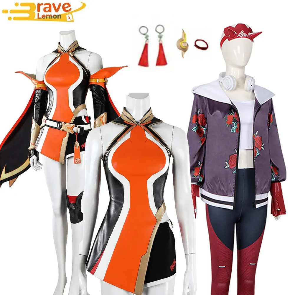 

Kiriko Cosplay Costume Game OW Anran Ye Disguise Dress Clothing for Female Women Fantasia Disfraz Halloween Carnival Party Suit