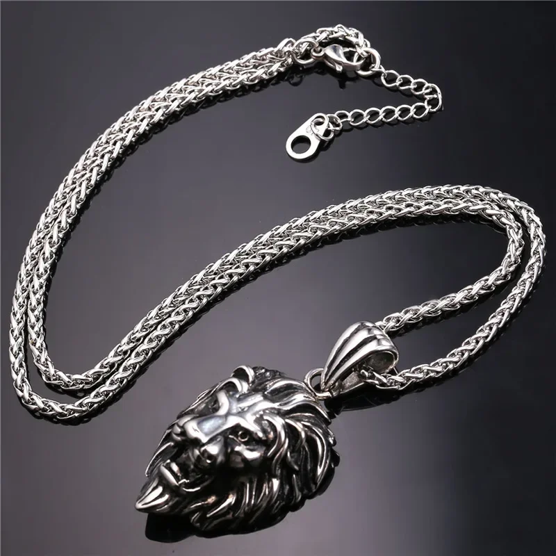 Chainspro Hippie Lion Head Pendant Men 316L Stainless Steel Animal Head Jewelry Gold Color Leo Lion Necklace Women P955