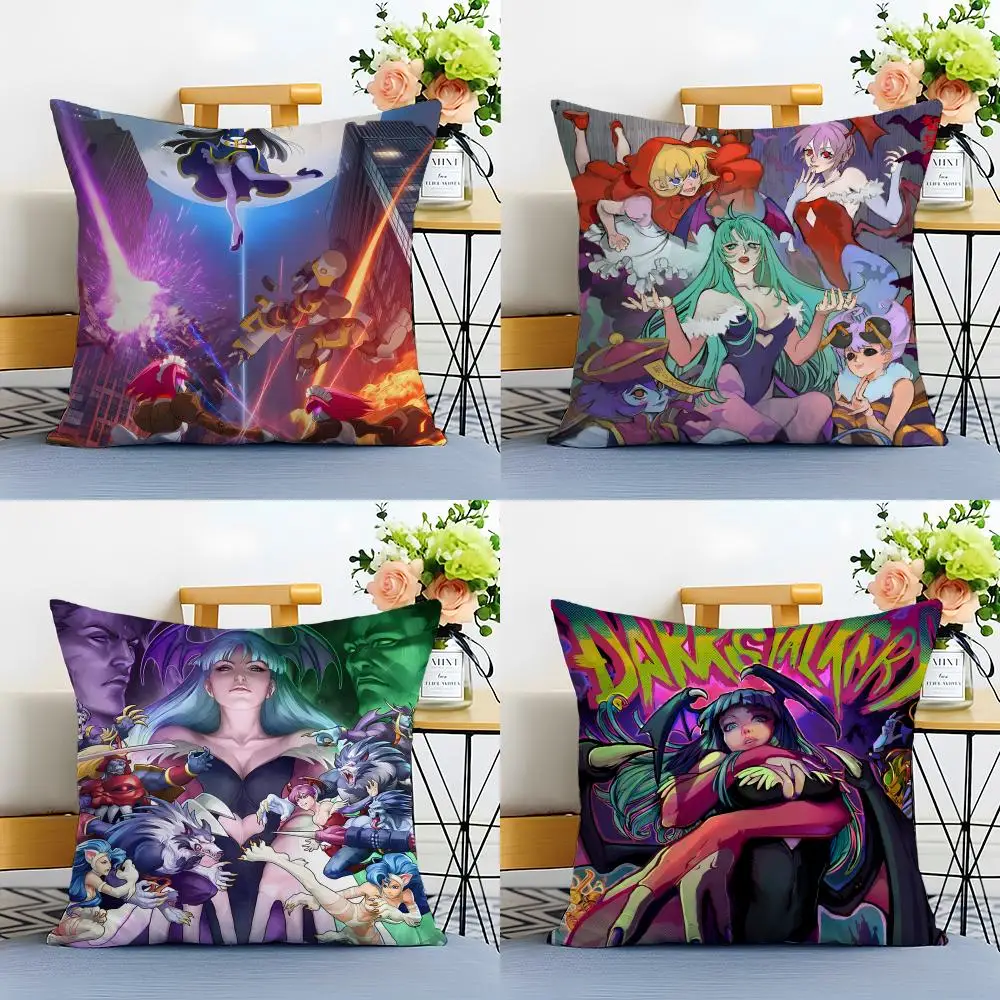 D-Darkstalkers Cushion Cover Washable Linen Pillowcase Soft  for Sofa Bed Cozy Home Room Decor