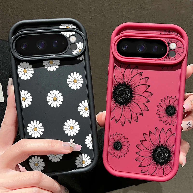 حافظة من السيليكون على شكل زهور لهاتف جوجل بيكسل 8A 8 Pro 9 Pro XL مقاومة للصدمات بلون الحلوى غطاء هاتف من البولي يوريثان الناعم لهاتف Pixel 9 Pro #2