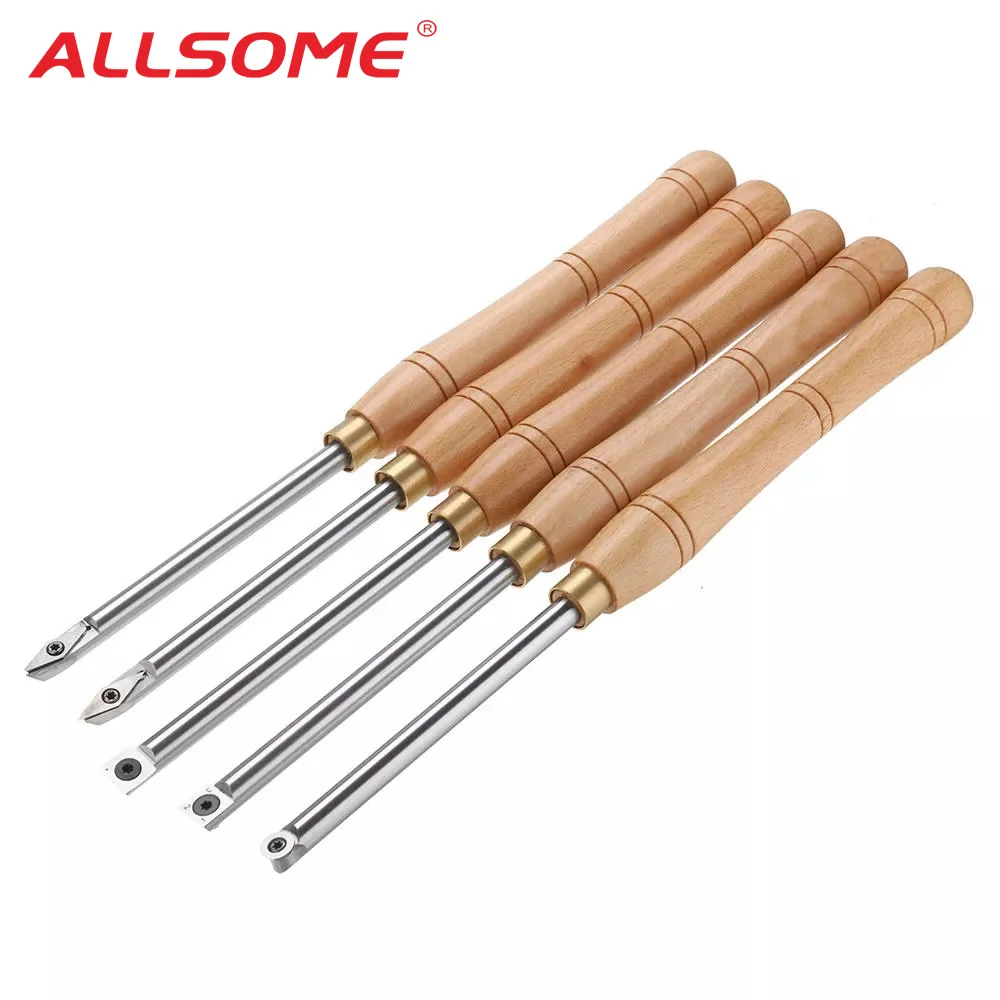 ALLSOME Wood Turning Tool Carbide Insert Cutter With Wood Handle Lathe Tools Round Shank Woodworking Tool HT2872