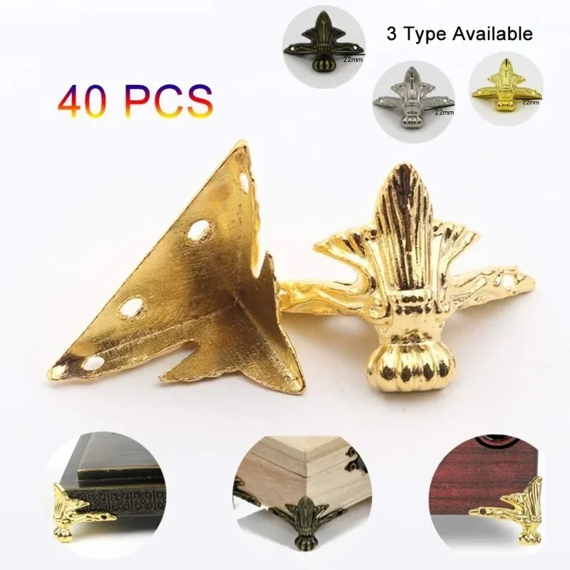 

40 Pcs Antique Zinc Alloy Foot Protectors Wooden Jewelry Box Storage Box Feet Box Leg Corner Protectors Gold/Silver/Bronze