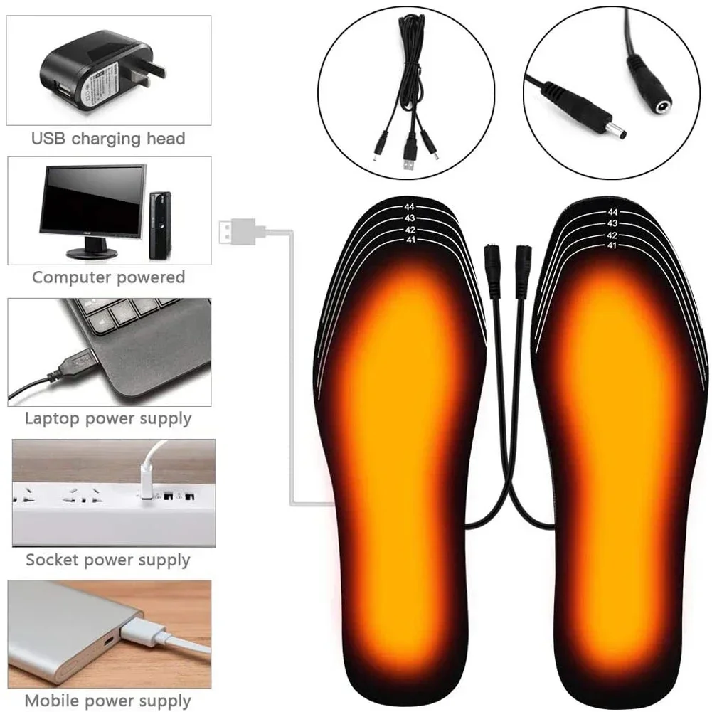 USB Heated Shoe Insoles Electric Foot Warm Pad Feet Warmer Sock Pad Mat Washable Winter Outdoor Sports Heating Insole Warm
