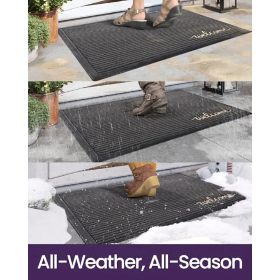 Front Door Mat Outside Entrance 2x3 ft Rubber Entry Doormat Heavy Duty Non Slip Welcome Mats for Inside House Floor Entryway Ex