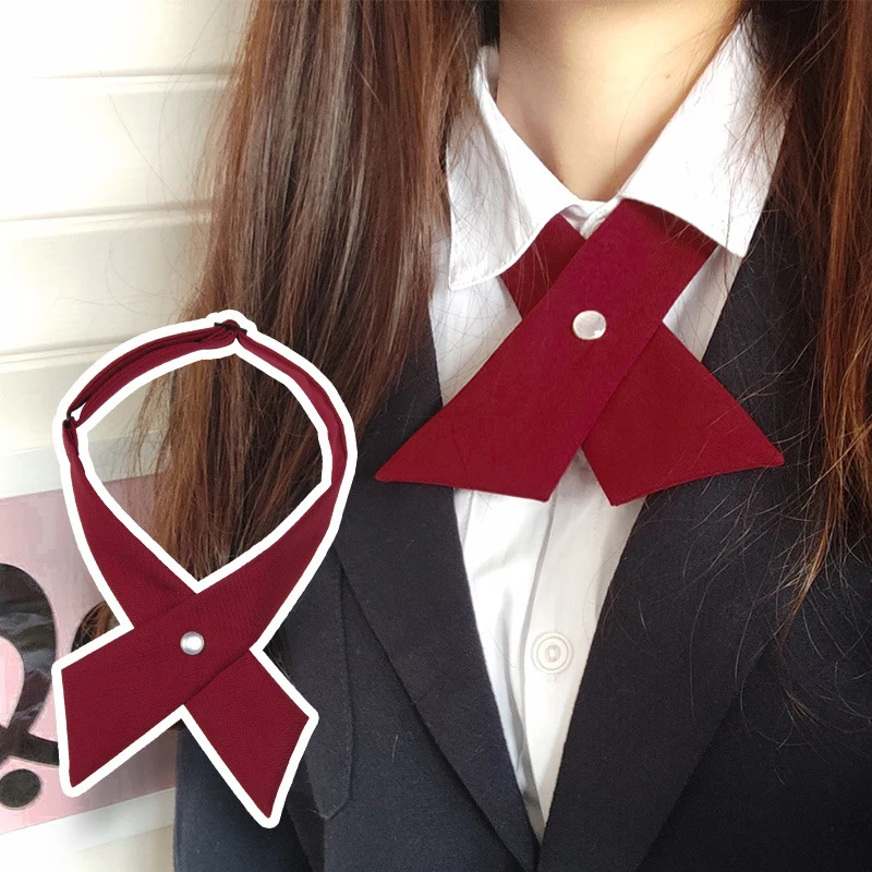 Girl Student Uniform JK Bow Ties Solid Cross Bowtie Men Women Cravat Prom Graduation Casual Accessories