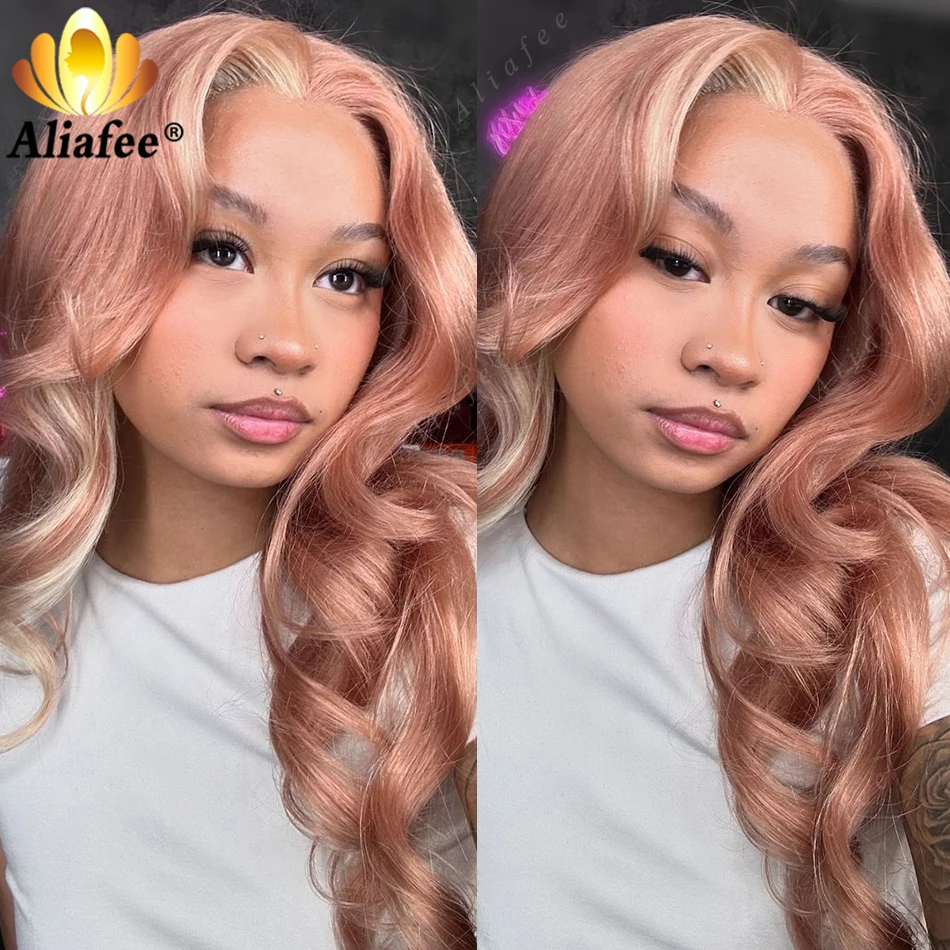 Rose Pink Dody Wave 13X6 Lace Frontal Perücken Echthaar Dirty Pink Preplucked 13X4 Lace Front Perücken für Frauen Echthaarperücken