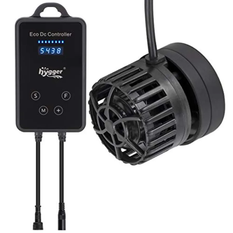 

Aquarium water circulation pump for saltwater tanks, black ABS plastic, 1600 GPH flow rate, magnetic mounting, LED display cont