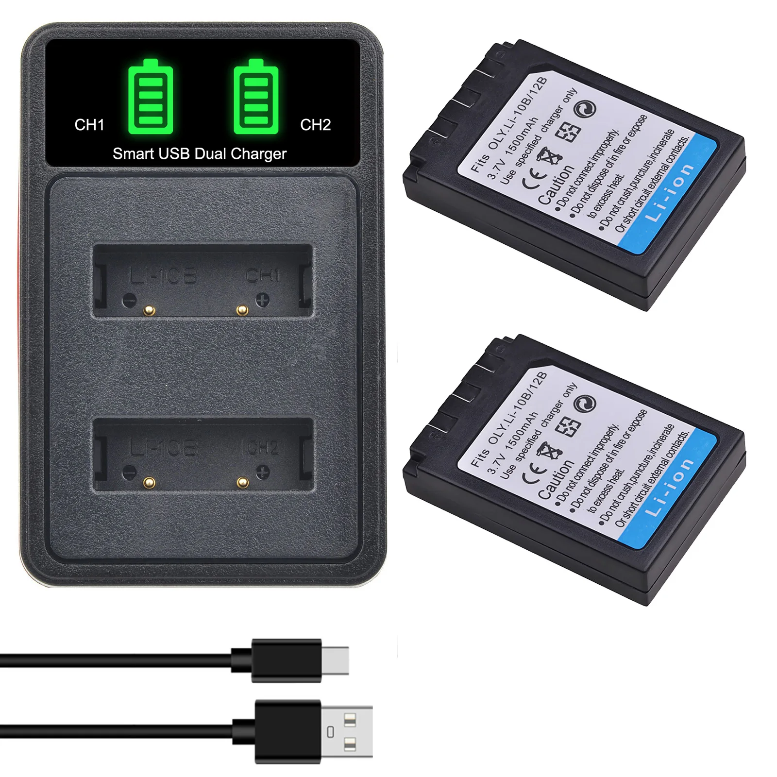 Li-ion 1500mAh Li-12B Li-10B Camera Battery&Dual Charger for Olympus Camedia C-50 C-60 C-70 Zoom, MJU 10,MJU 15,MJU 20, MJU 25