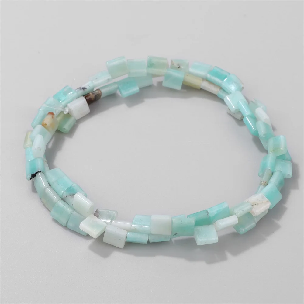 Two Hole Flat Square Heishi Stone Bead 5MM Muticolor Imperial Amazonite Jasper Bohemian Tila Stone Beads  For Jewelry Making DIY