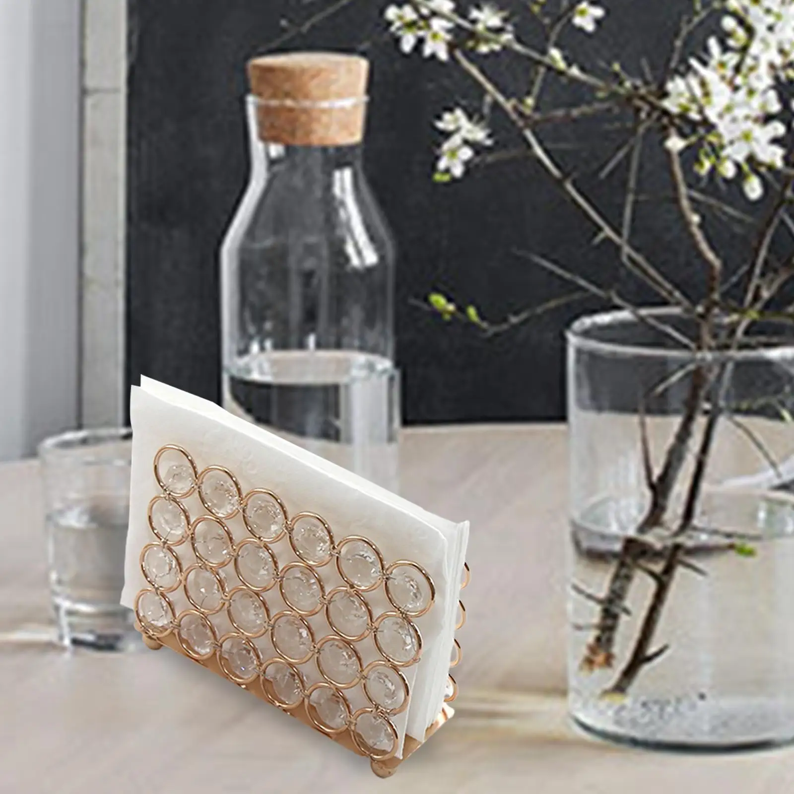 Crystal Paper Napkin Holder Serviette Holder Tissue Holder Tissue Dispenser Napkin Rack for Dining Room Hotel Restaurant Decor