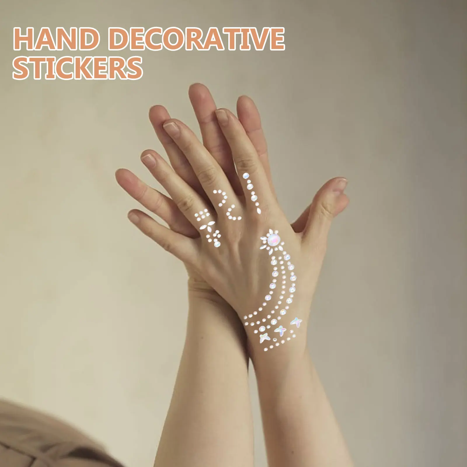 

Rhinestone Hand Diamond Stickers Acrylic Self Adhesive Temporary Festival Body Jewels Nail Art Decals Perfect for Music Party