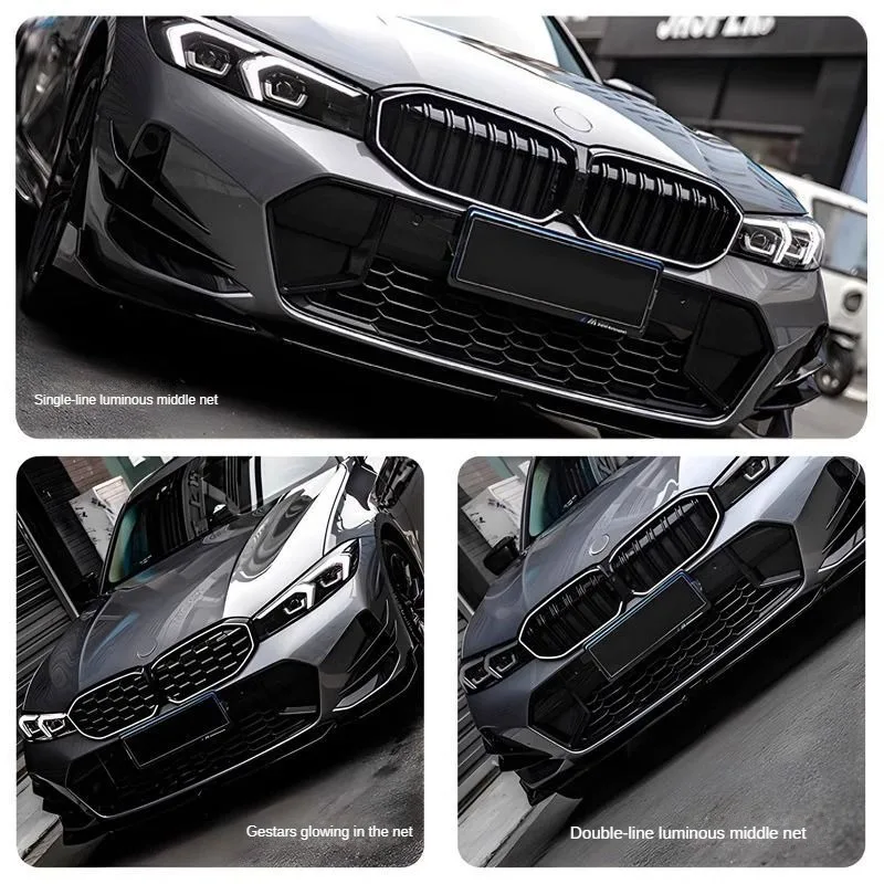 For 23/24 BMW 3 Series luminous grille 320li325 3 Series modified with starry sky and blackened at night