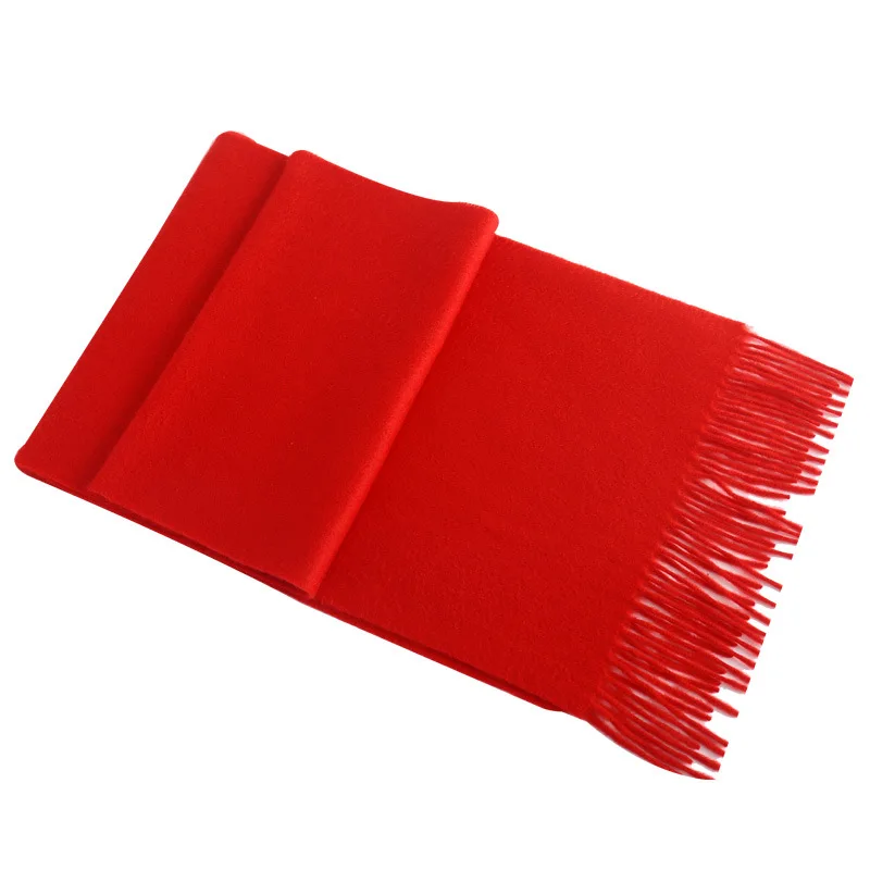 2PCS Korean Style Tassel Pure Cashmere Scarf Unisex Autumn And Winter Thickened Warm Knitted Scarf Solid Color Outer Shawl