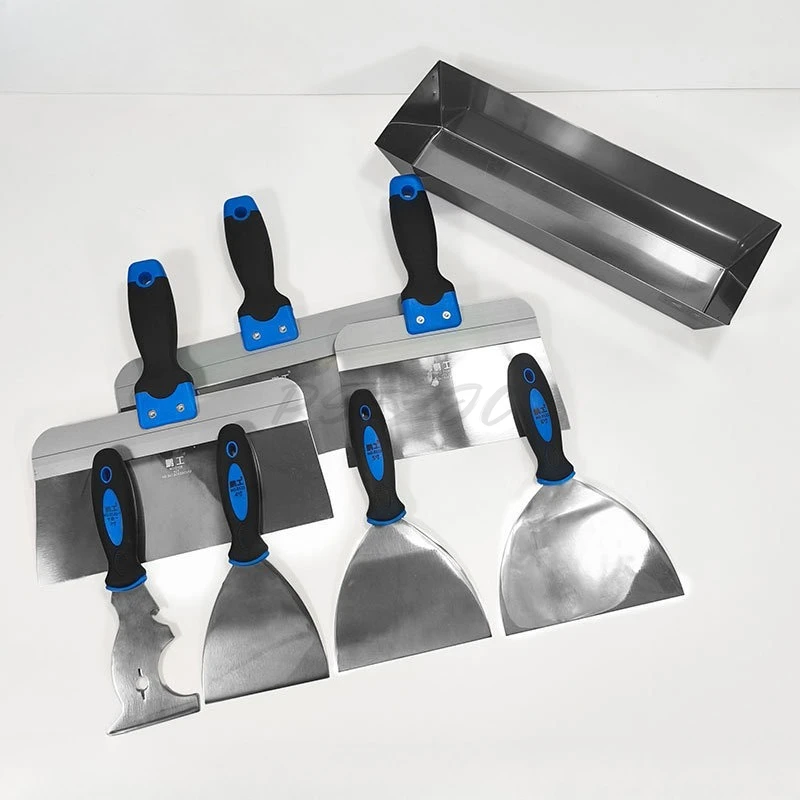 Stainless Steel Gypsum Board Hand Tool Set Putty Knife Putty Knife Cement Tank Boundary Knife Dual Color Handle
