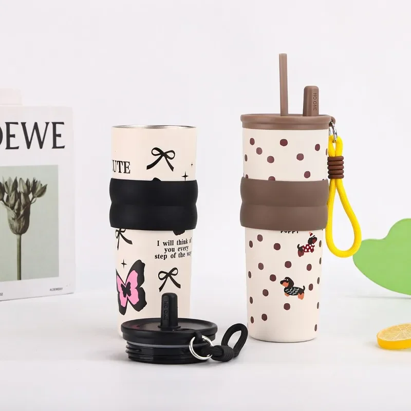 710 مللي قوس مطبوع كوب مفرغ عازل أو تبريد كوب من الفولاذ المقاوم للصدأ مع حبل رفع كوب معزول عالي السعة LIJIAO #3