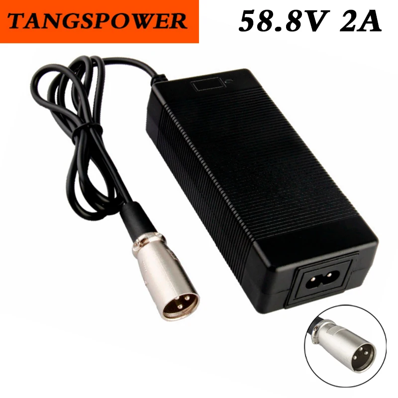 

58.8V 2A Lithium Battery Charger 14S 52V 2A Charger Li-ion Battery Pack Chargers XLR Plug Fast Charging