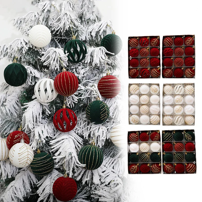 12Pcs 6cm Wine Red Christmas Ball Ornaments Christmas Tree Hanging Pendants Ball Home Party 2025 New Year Decoration Navidad