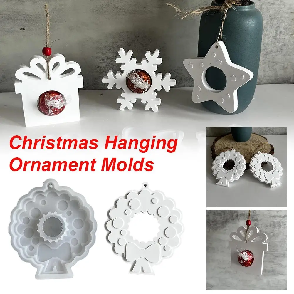 1pcs Christmas Pendant Resin Mold Snowflake Christmas Tree Epoxy Silicone Mould For DIY Jewelry Making Christmas Tree Decor S0T1