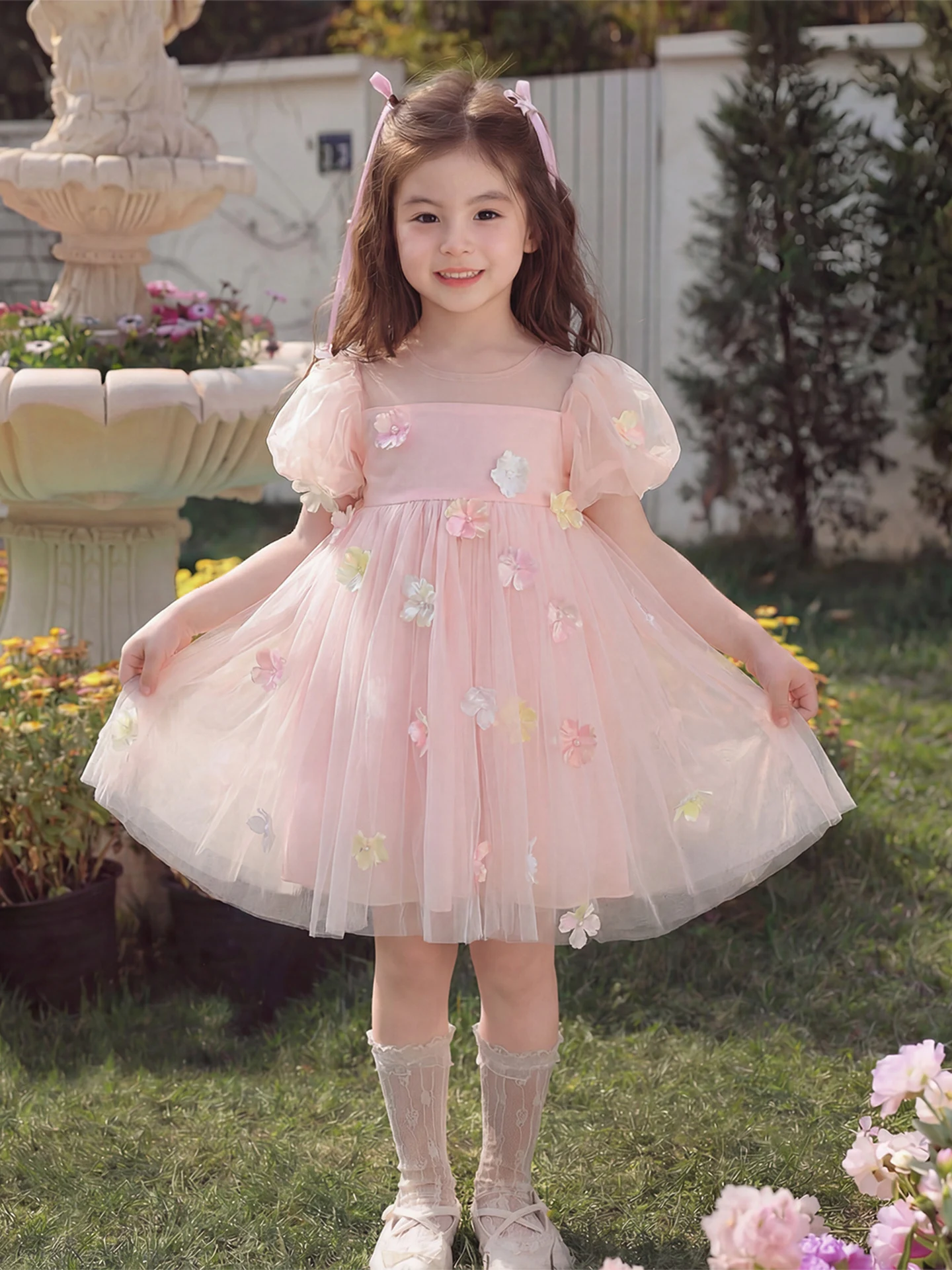 vestido-de-nina-estilo-princesa-para-uso-diario-falda-de-tul-rosa-manga-corta-cintura-media-estilo-dulce-ropa-infantil-d
