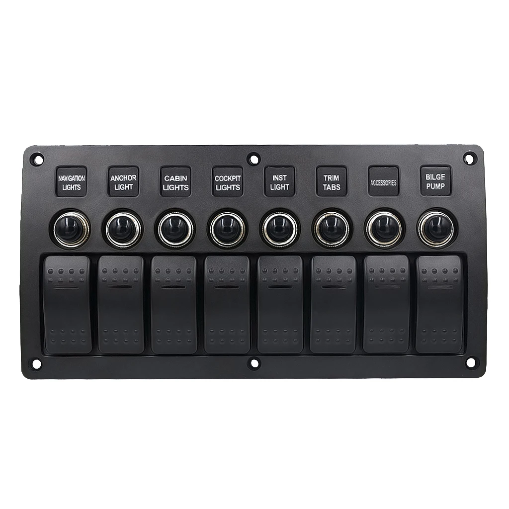 

8 Gang Light Rocker Switch Control Panel Overload Protection