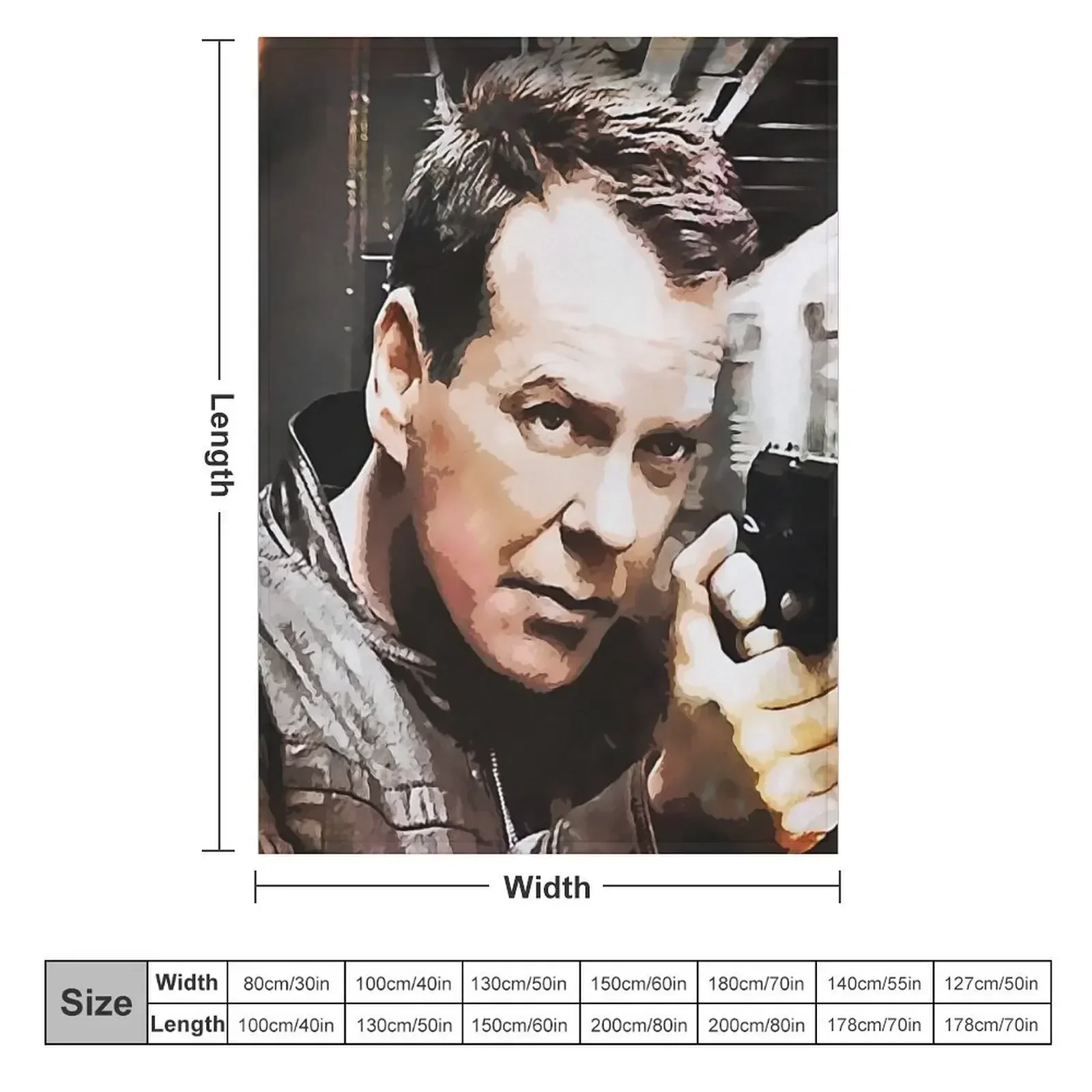 Jack Bauer Portrait Throw Blanket couch cozy soft plush fuzzy picnic outdoor blanket