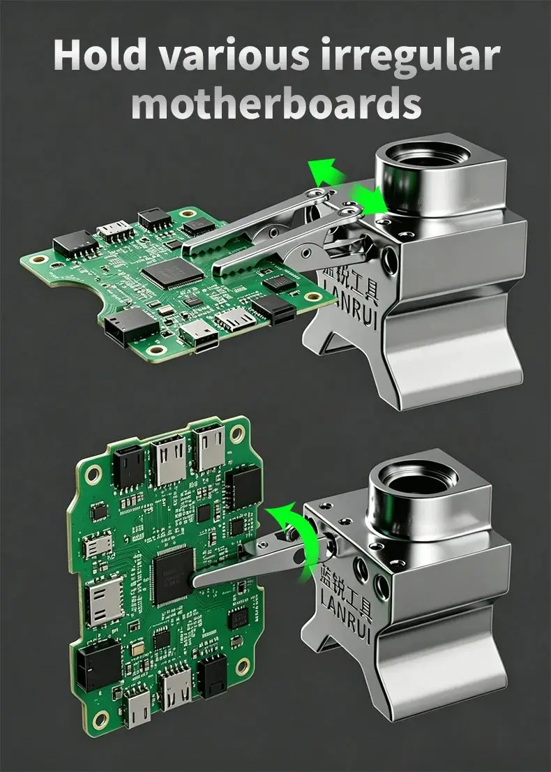 Lanrui B17 Universeller PCB-Clipper, Klemme für unregelmäßige Hauptplatinen, für Handy-Lötreparaturen, Halterung mit Schraubendreher und Aufbewahrungsloch für Paste – Detail 3