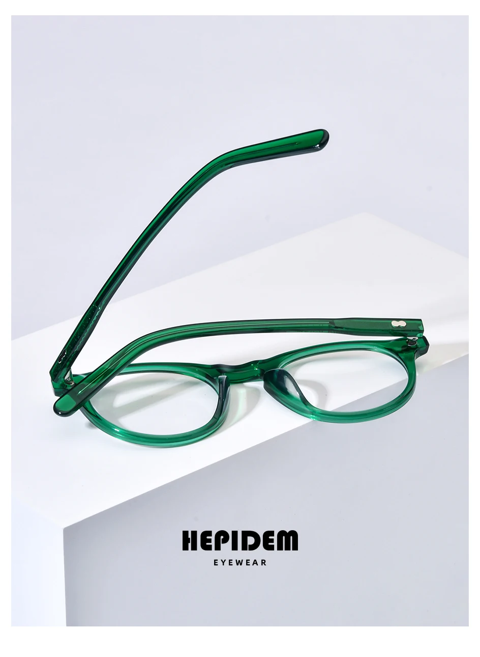 HEPIDEM Acetat-Brillengestell für Damen, 2025, neue runde Brillen, japanische handgefertigte Brillen für Herren, Johnny Depp Miltzen Brillen 9401 – Detail 2
