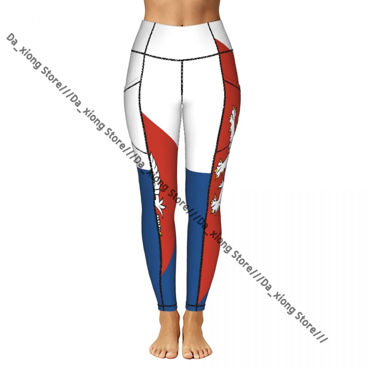 Ladies High Waist Yoga Leggings With Side Pockets Alternate Flag Of Czech Republic Sports Running Pants view 2