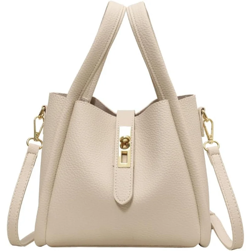 

Bags for Women - Faux Leather Crossbody Bucket Handbag Vintage Shoulder Bag with Small Purse