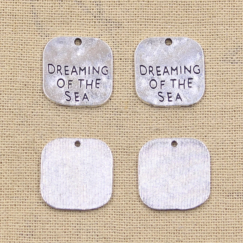 10pcs Charms DREAMING OF THE SEA 19x19mm Antique charms,pendant fit,Vintage Tibetan Bronze Silver color,DIY Handmade Jewelry