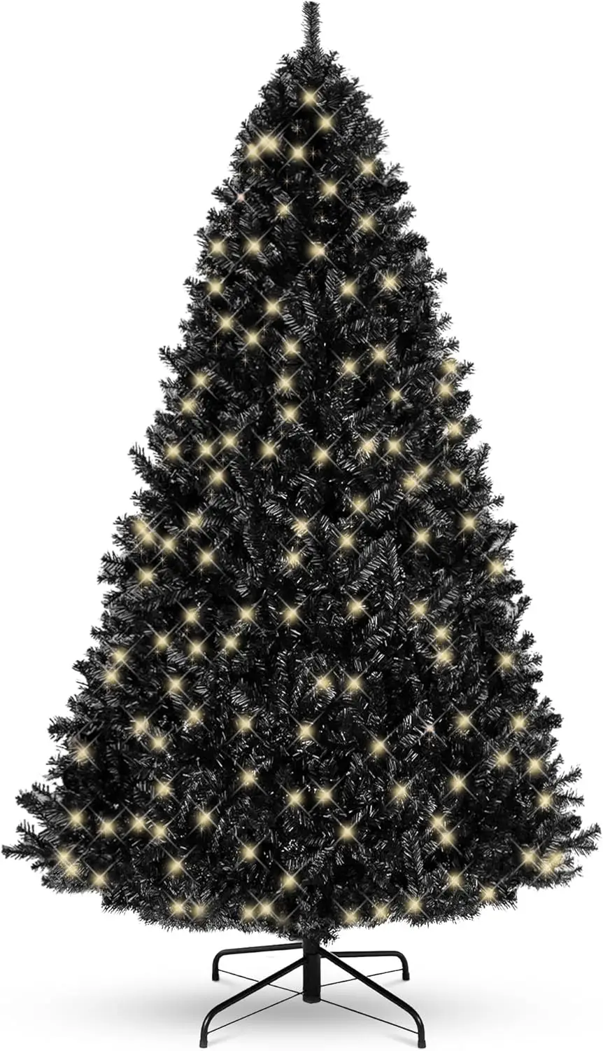 Best Choice Products 9Ft Pre-Lit Black Christmas Tree, Full Artificial Holiday Decoration For Home, Office, Party Decoration W/