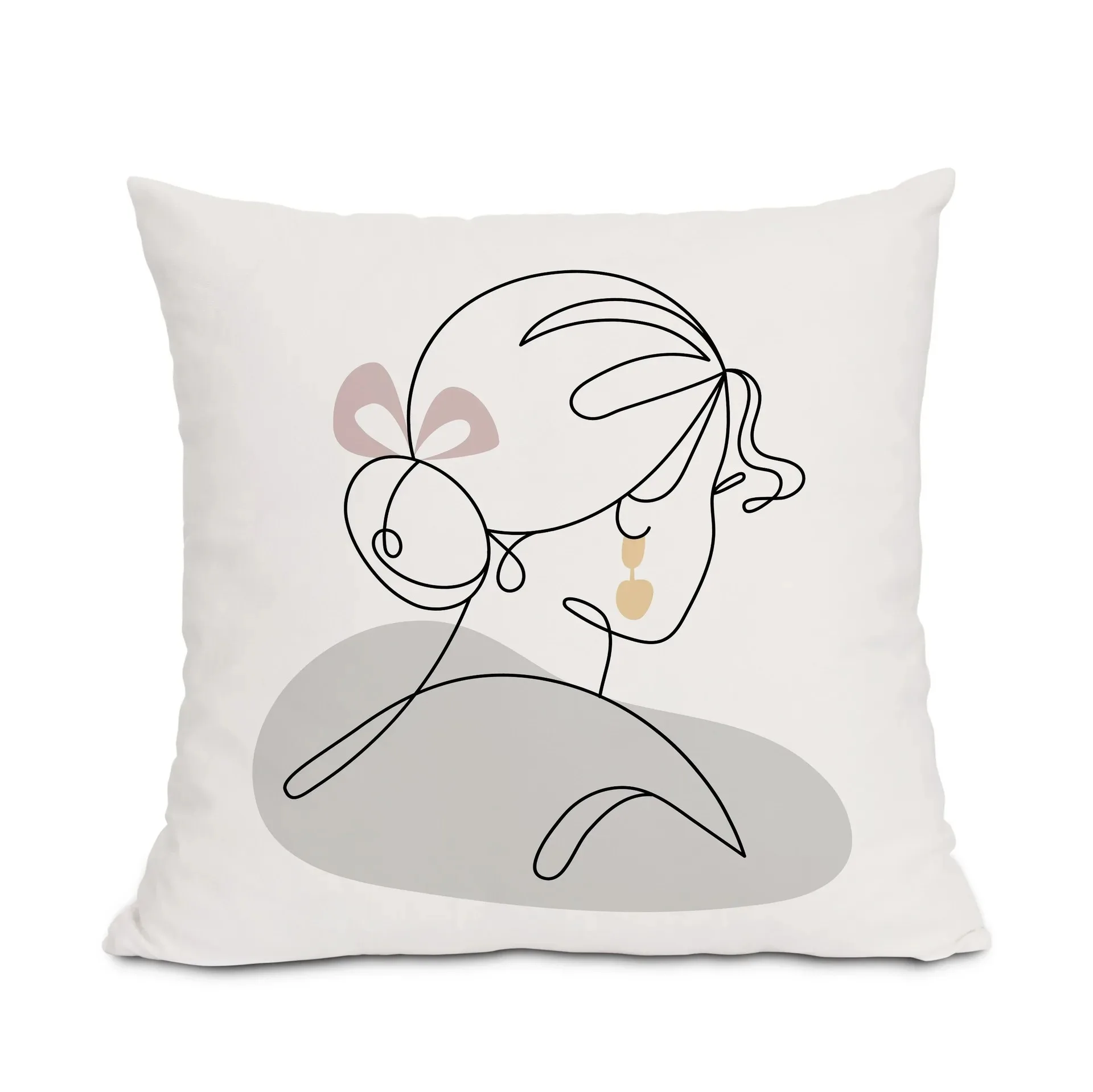 Character Line Pattern Pillowcase Dormitory Decoration Office Living Room Home Pillowcase