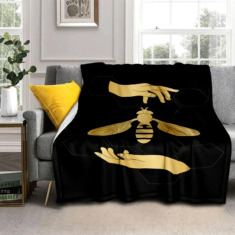 Hand Moon Magic Divination Flannel Throw Blanket Gold Colour Pattern Blanket for Bed Sofa Couch Lightweight Comfortable Warm