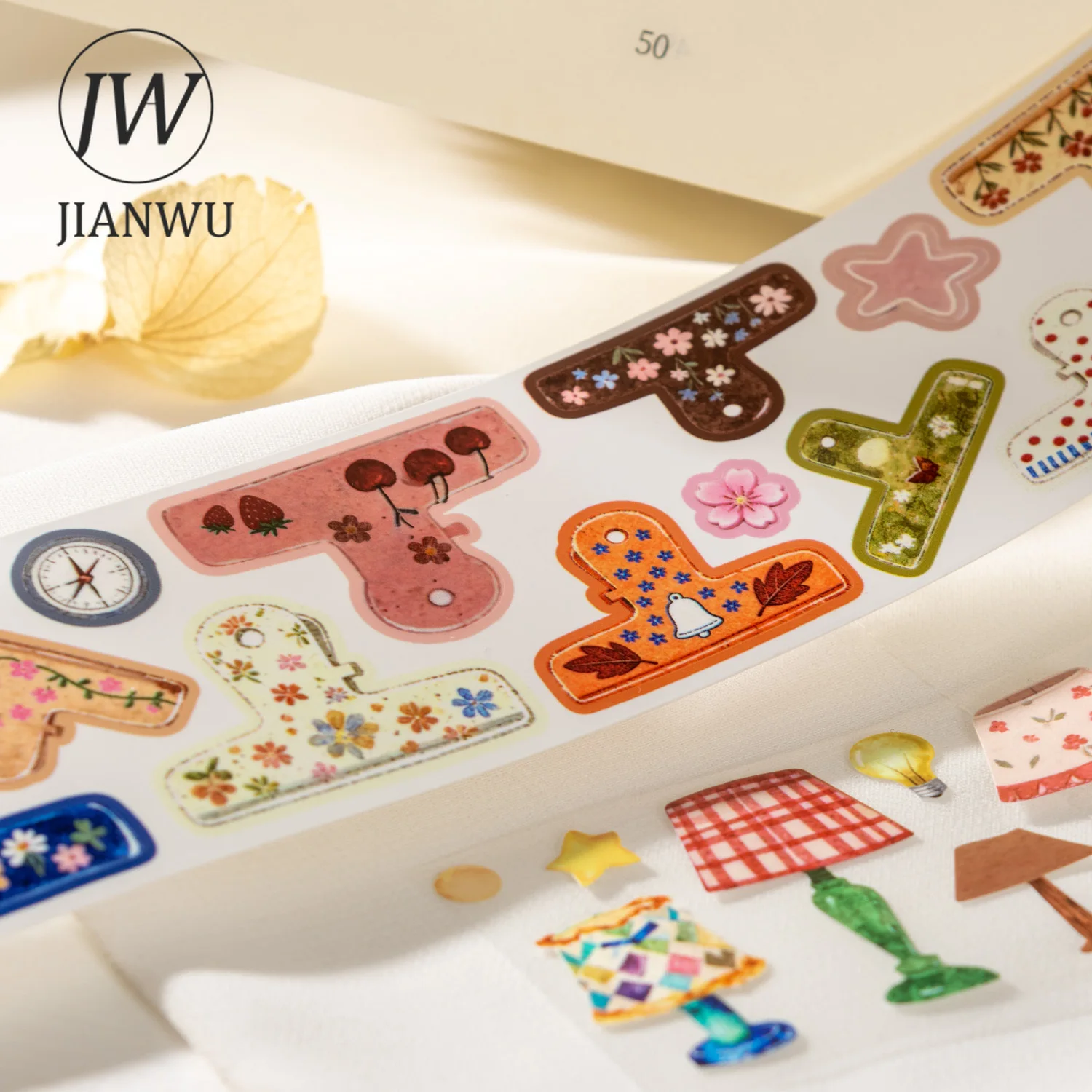 JIANWU See Small Things Series Kawaii Light Flower Clip Handbag Bird Landscape Material Collage Tape Creative Journal Stationery