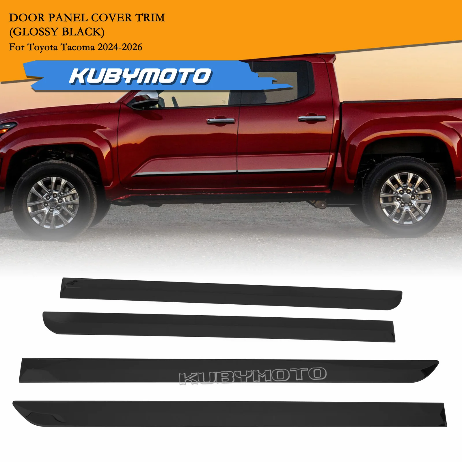 

4pcs Car Exterior Door Panel Strip Trim Cover Decoration Sticker For Toyota Tacoma Double Cab 2024-2026