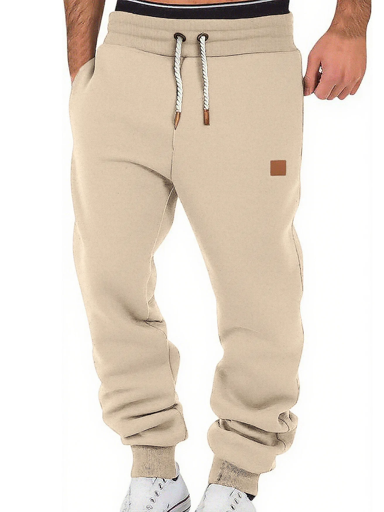 Loose Sports Ankle Pants Pure Color Cuffed Trousers Casual Polyester Fiber Men's Autumn Winter Fashion Straight Leg Pants