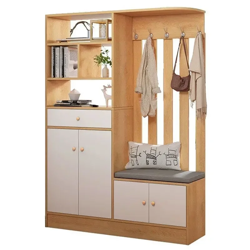 Moden Shoe Rack Storage Cabinet Wooden Furniture  divider cabinet designs Living room cabinet with coat racks