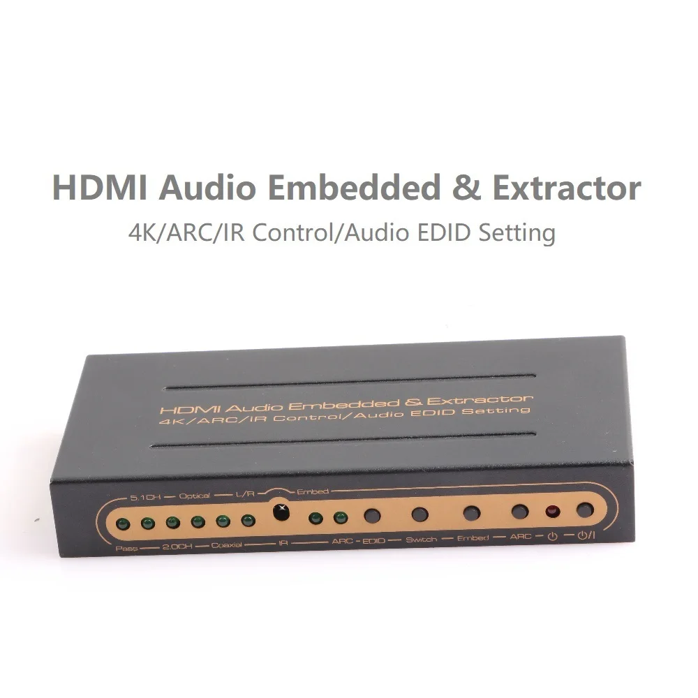 Extrator de áudio analógico compatível com HDMI, conversor incorporado conjunto EDID, controle 4K ARC IR, SPDIF coaxial, Digital5.1