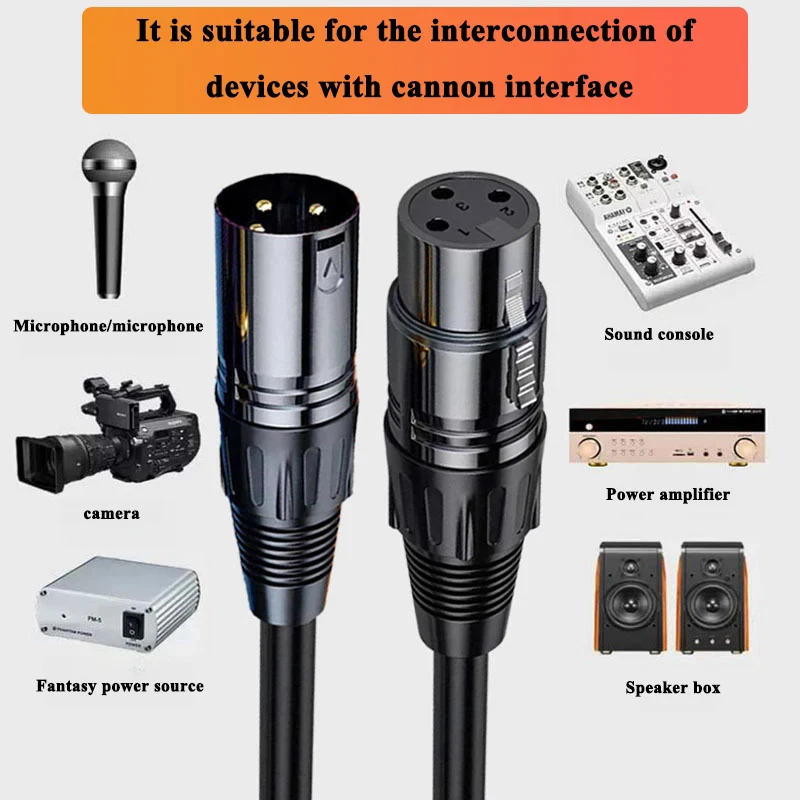 XLR Karaoke Microphone Sound Cannon Cable 3Pin XLR Male to Female Audio Extension Cable for Mixer Amplifiers Balanced XLR Cord