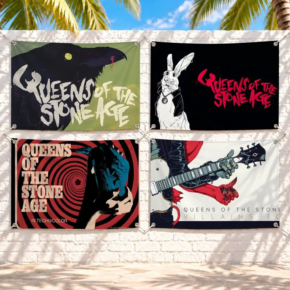 Q-Queens Of The Stone Flags Suitable For Party Club Outdoor Interior Wall Art Decoration Banner Gift