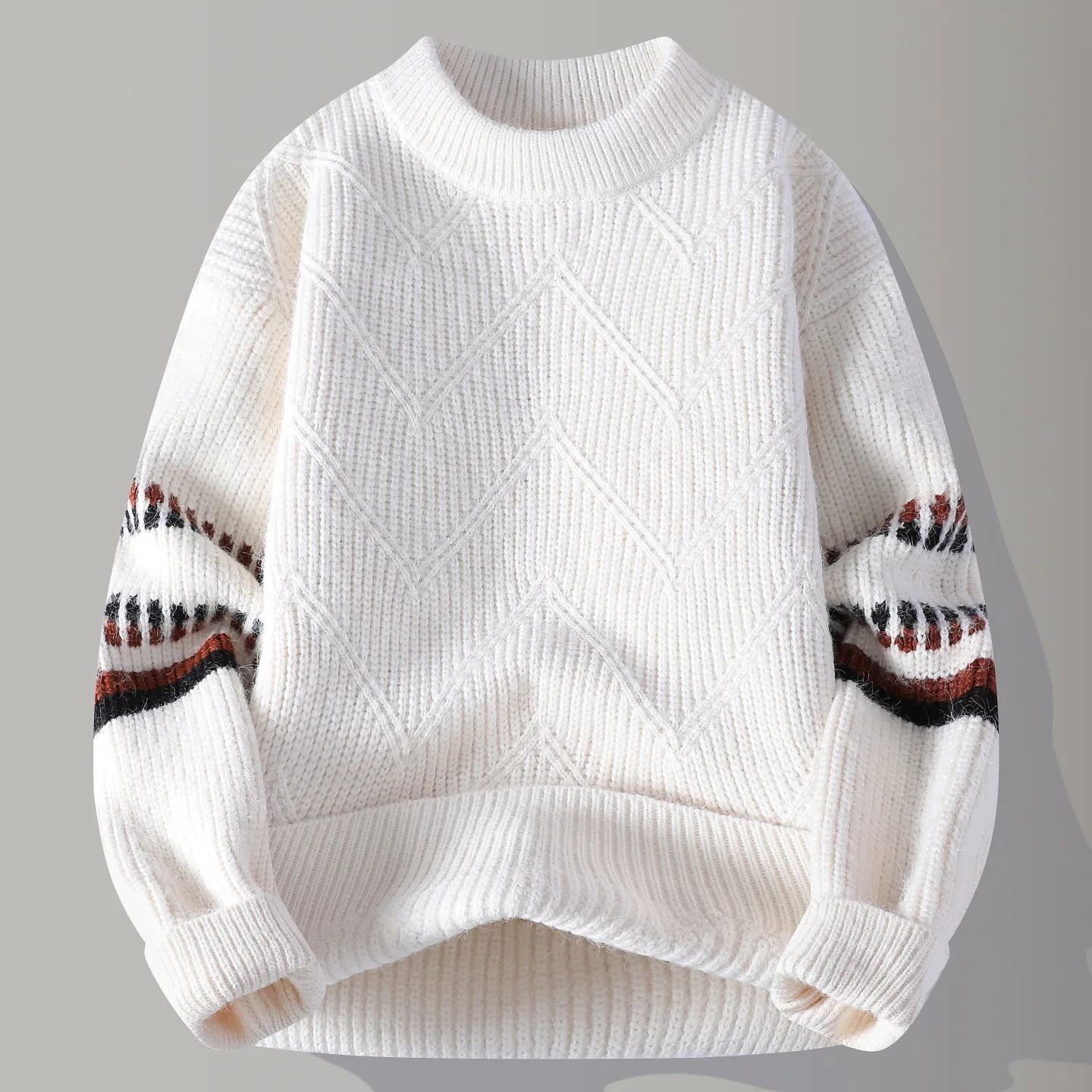 

Мужской вязаный свитер с круглым вырезом, повседневный, базовый, однотонный, в корейском стиле, осенне-зимний, новая модная коллекция, простой и универсальный.