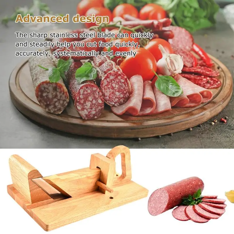 

Wooden Sausage Slicer Household Banana Sausage Cutter with Cutting Board Universal Slicing Tool for Salami Meat Cooking Tools