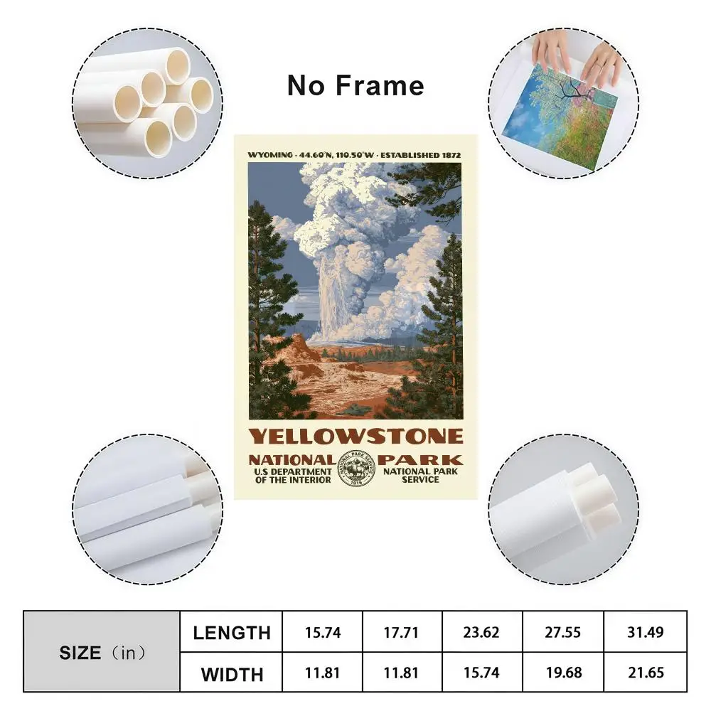 Yellowstone National Park Vintage WPA Poster Cover For Room Canvas Painting Print Art Home Wall Decor Picture Gift