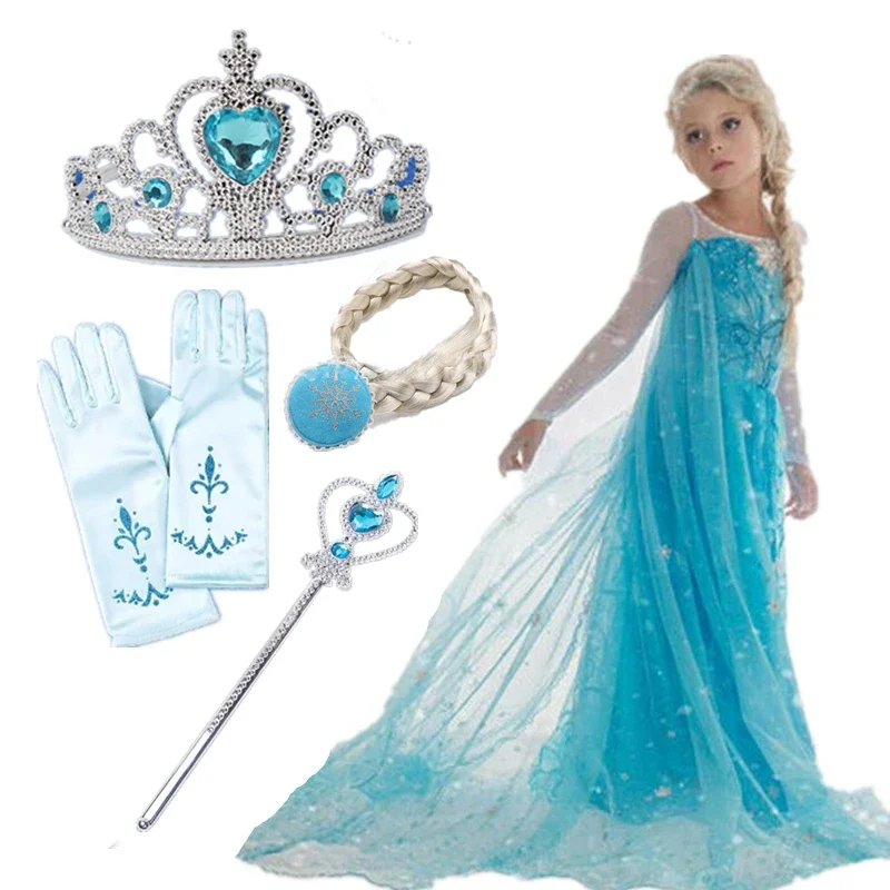 Halloween Elsa Anna Dress Girls Costume Fancy Party Princess Cosplay Baby Dresses Children's Christmas Birthday Sets Clothes