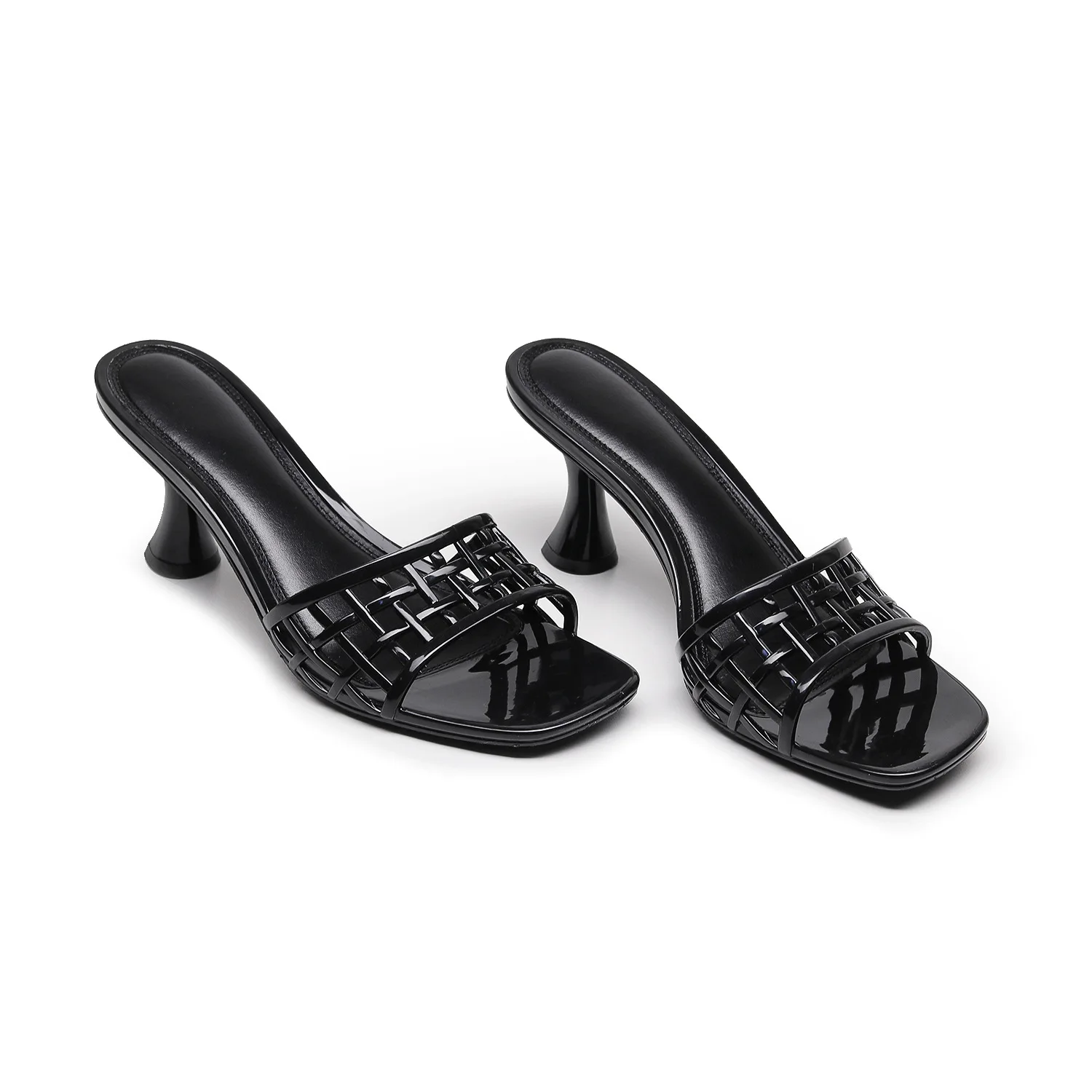 Women's New Sandals Pair of Flip Flops Wearing Square Headed Fashionable Wine Glasses and Crystal Jelly Slippers - view 4
