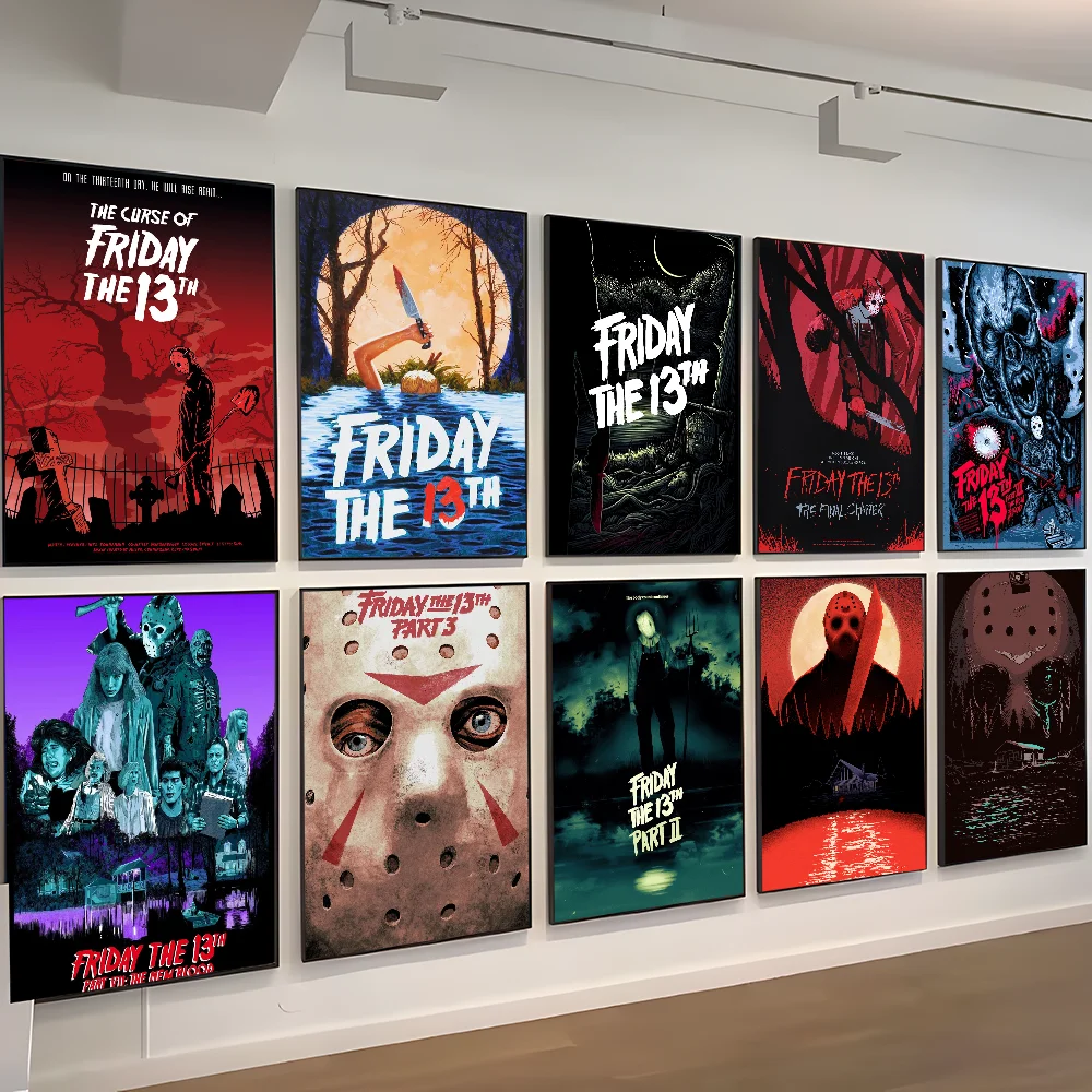 Película de terror f-friday T-the 13 Classic Movie Posters Vintage Room Bar Cafe Decoration Stickers Wall Painting