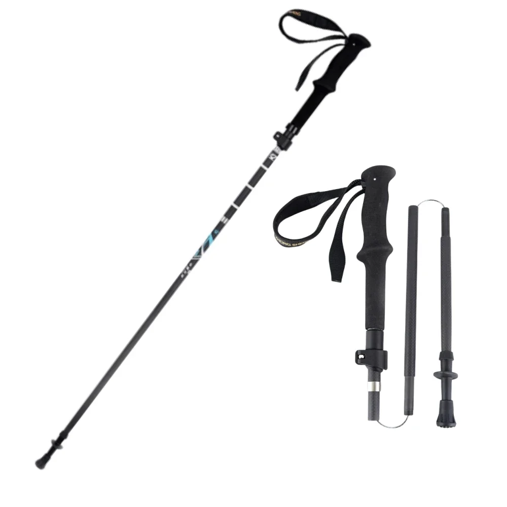 

2024 Carbon Fiber Hiking Pole Portable Outdoor Fold Trekking Pole Walking Hiking Stick Camping Walking Poles