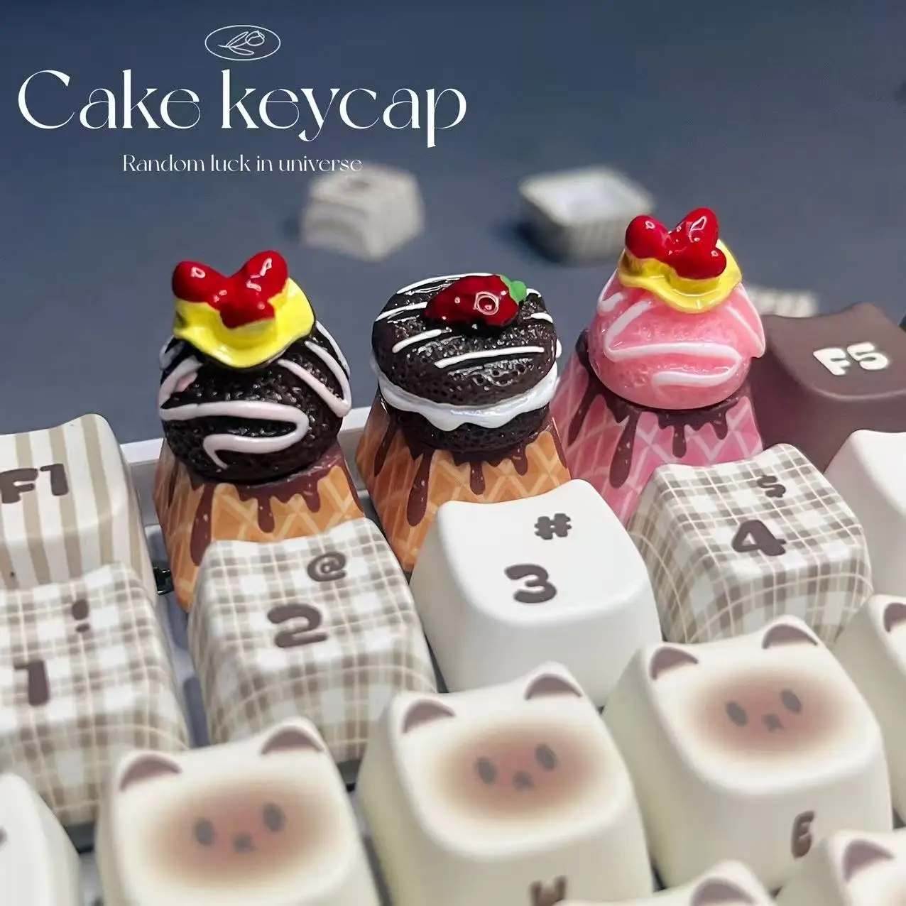Handmade Strawberry Cake Chocolate Dessert Keyboard Keycap Mechanical Keyboard Custom Creative Design Gaming Accessory