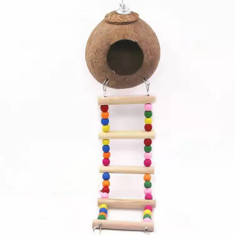 Parrot Coconut Shell Ladder Nest Bird Nest Hamster Squirrel Breeding Nest Parrot Cloud Ladder Toy Coconut Shell Ladder Bird